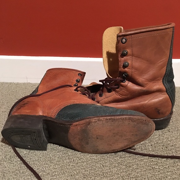 Vintage Biltrite tan and teal boots - Picture 3 of 5